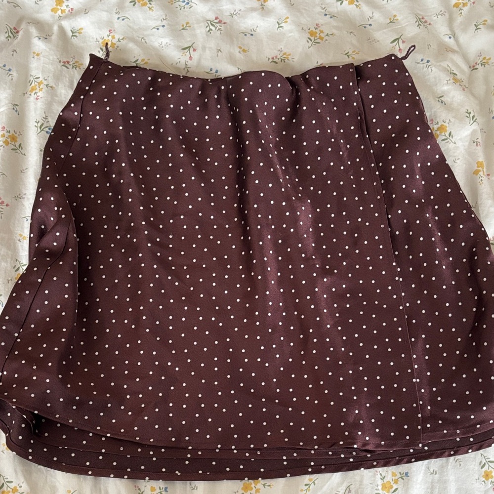 Abercrombie & Fitch Maroon Polka Dot A-Line Skirt
